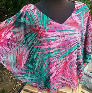 Beautiful Pink and Teal Blouse